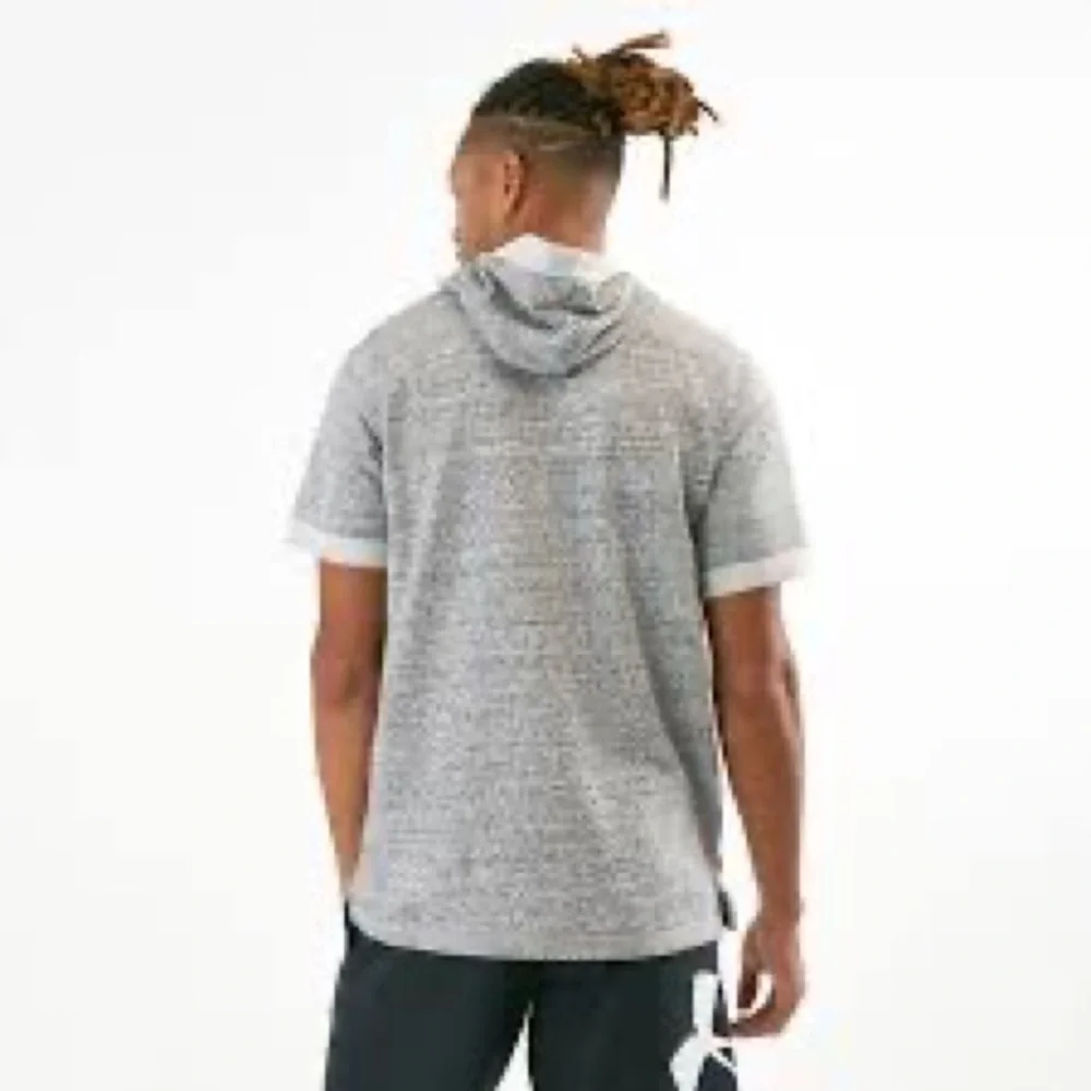 Hoodie Sweatshirt Lightweight Short Sleeve Athletic Wear Gray Mens Size Large